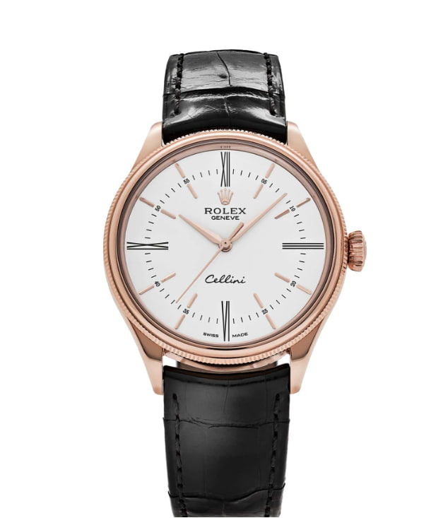 Rolex Cellini Time 50505-0021 Rose Gold White Dial